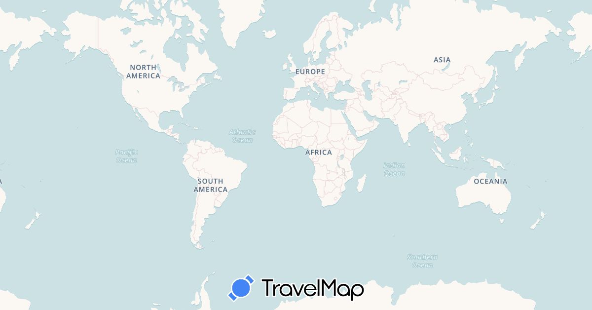 TravelMap itinerary: driving, bus, plane, cycling, train, hiking, boat in China, France, New Zealand, Russia, Samoa (Asia, Europe, Oceania)